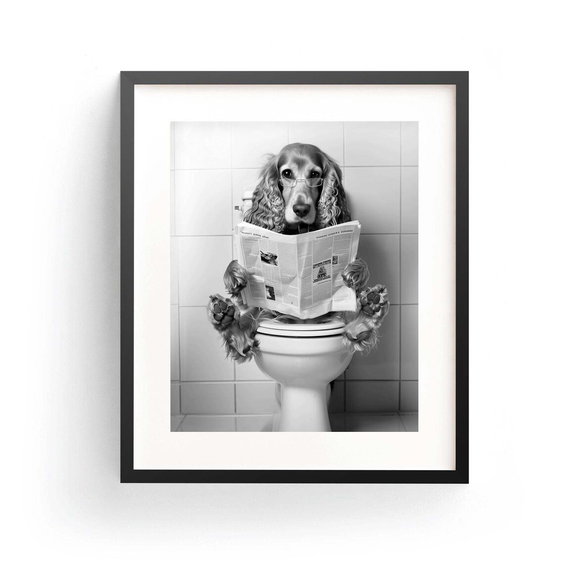 Cocker Spaniel Bathroom Humor Dog Art Print
