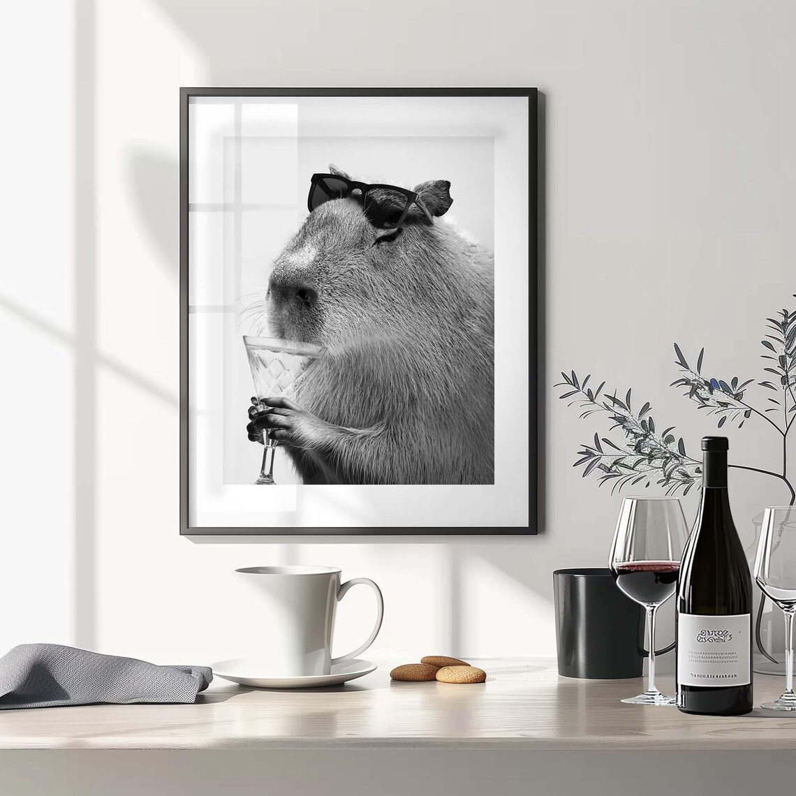 Capybara And Cocktail Kitchen Wall Art Print - Image 3