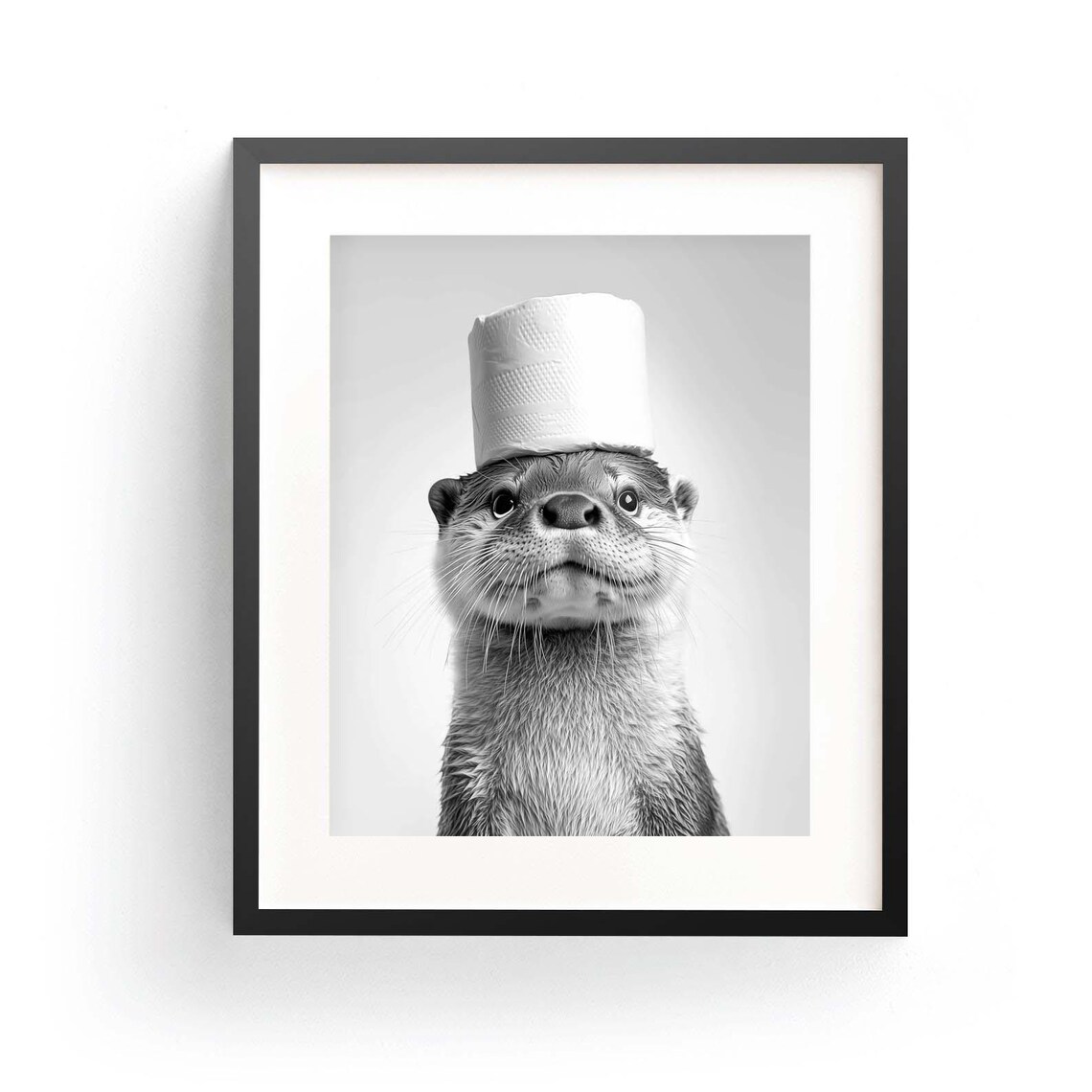 Otter Holding Toilet Paper Cute Animal Art Print - Image 3