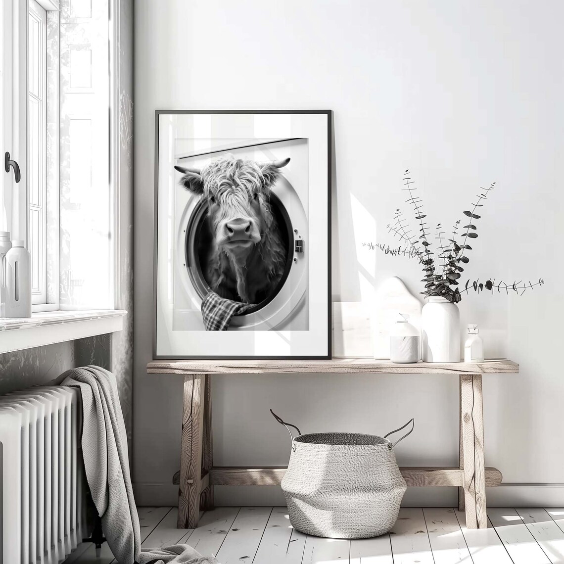Cow Laundry Art, Funny Highland Cow Poster - Image 2