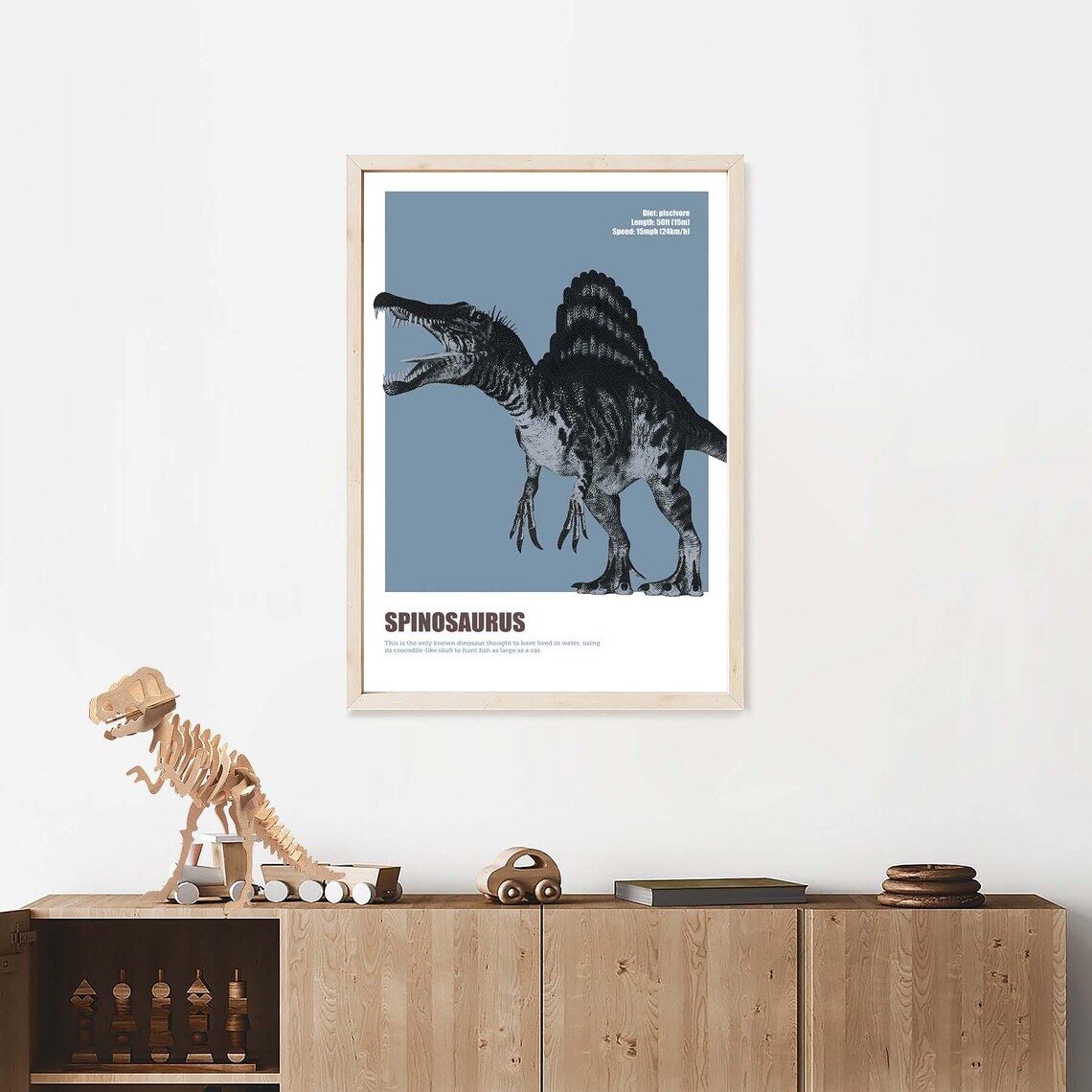 Spinosaurus Educational Dinosaur Facts Kids Nursery Decor Poster - Image 3