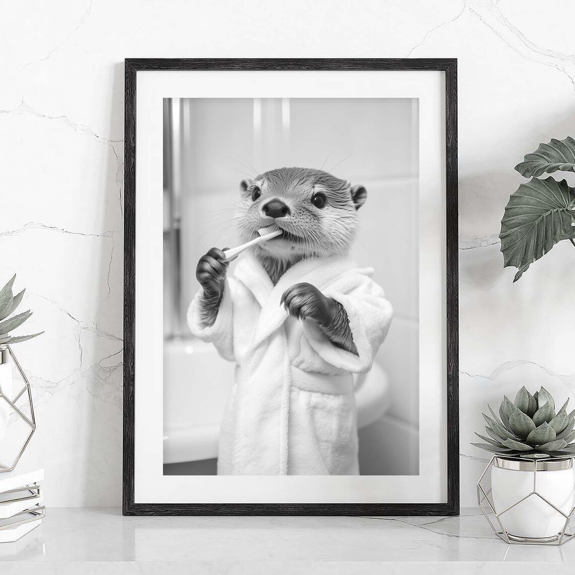 Baby Otter Bathrobe Bath Bathroom Humor Art Print - Image 2