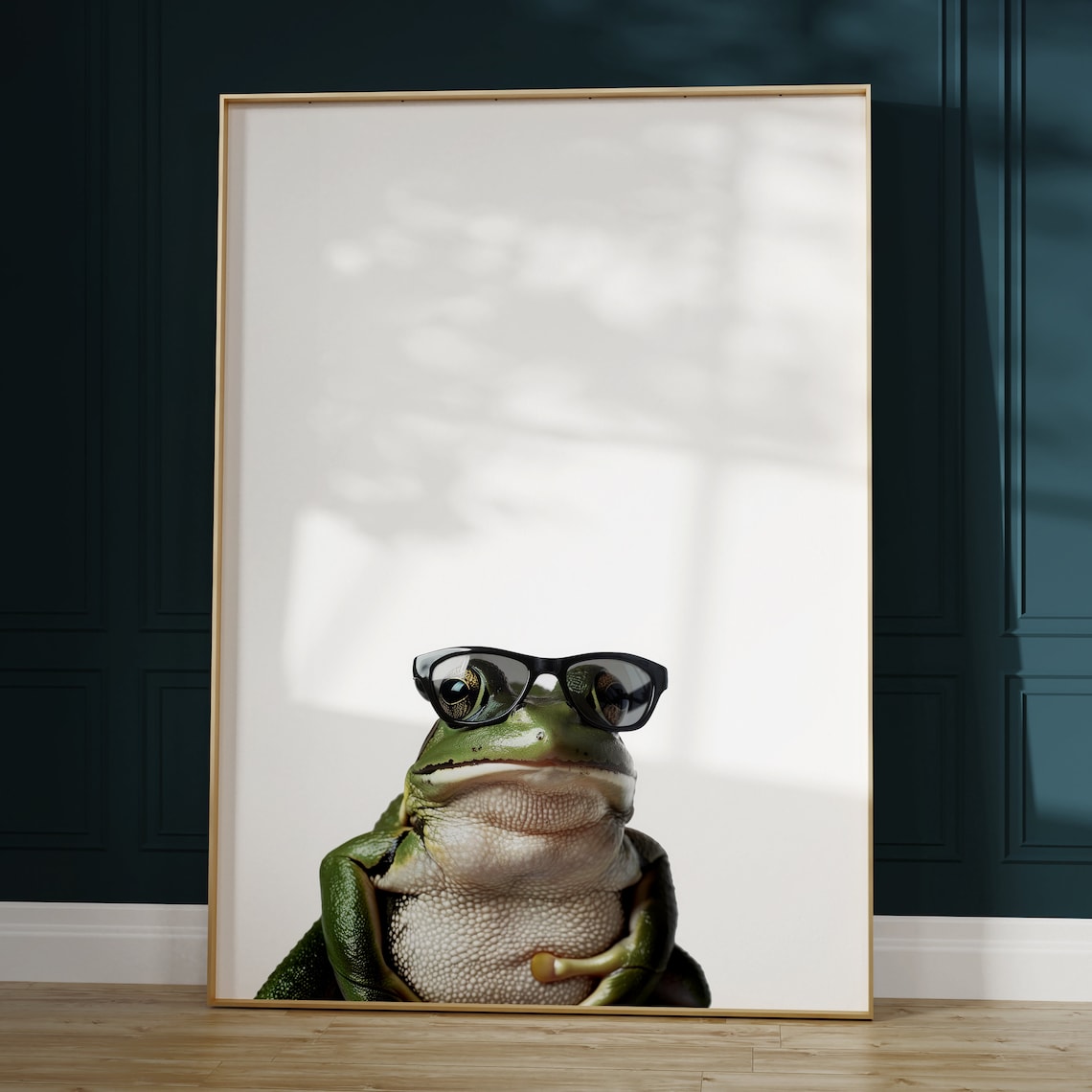 Green Tree Frog Wearing Sunglasses Cute Minimalist Photo Poster - Image 2