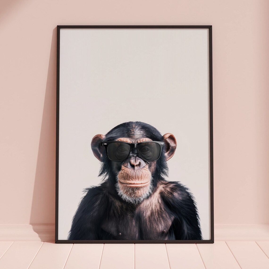 Baby Chimpanzee in Sunglasses Adorable Young Primate Portrait Poster - Image 3