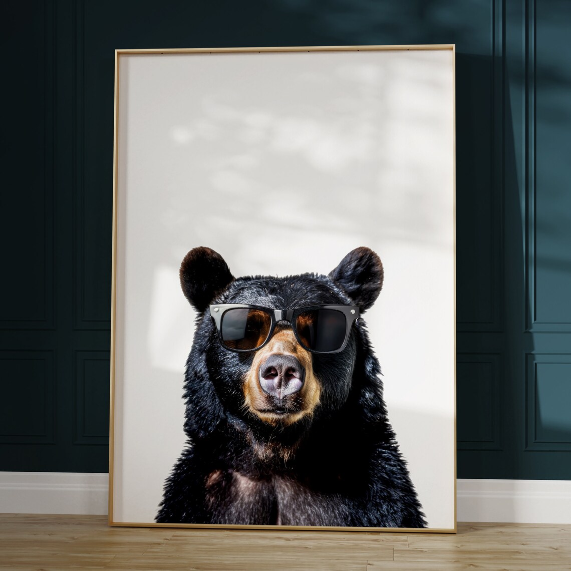 Black Bear in Sunglasses Cool Wild Forest Animal Portrait Poster - Image 2