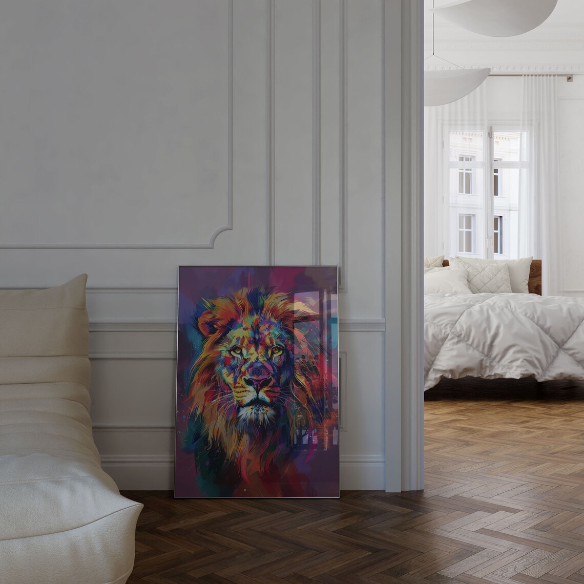 Vibrant Abstract Lion Painting Brushstroke Color Explosion Poster - Image 2