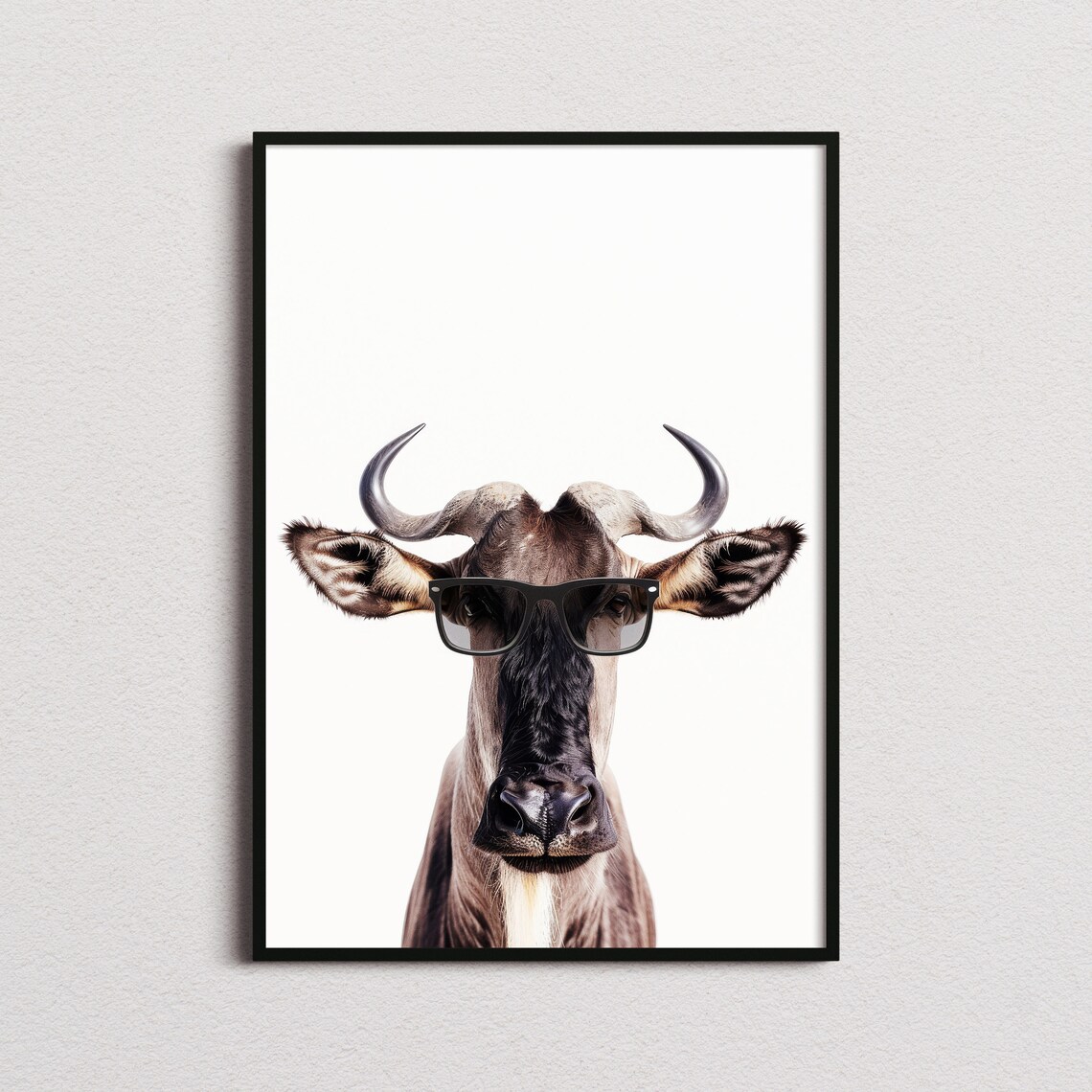 Wildebeest In Sunglasses Funny Wildlife Art Print