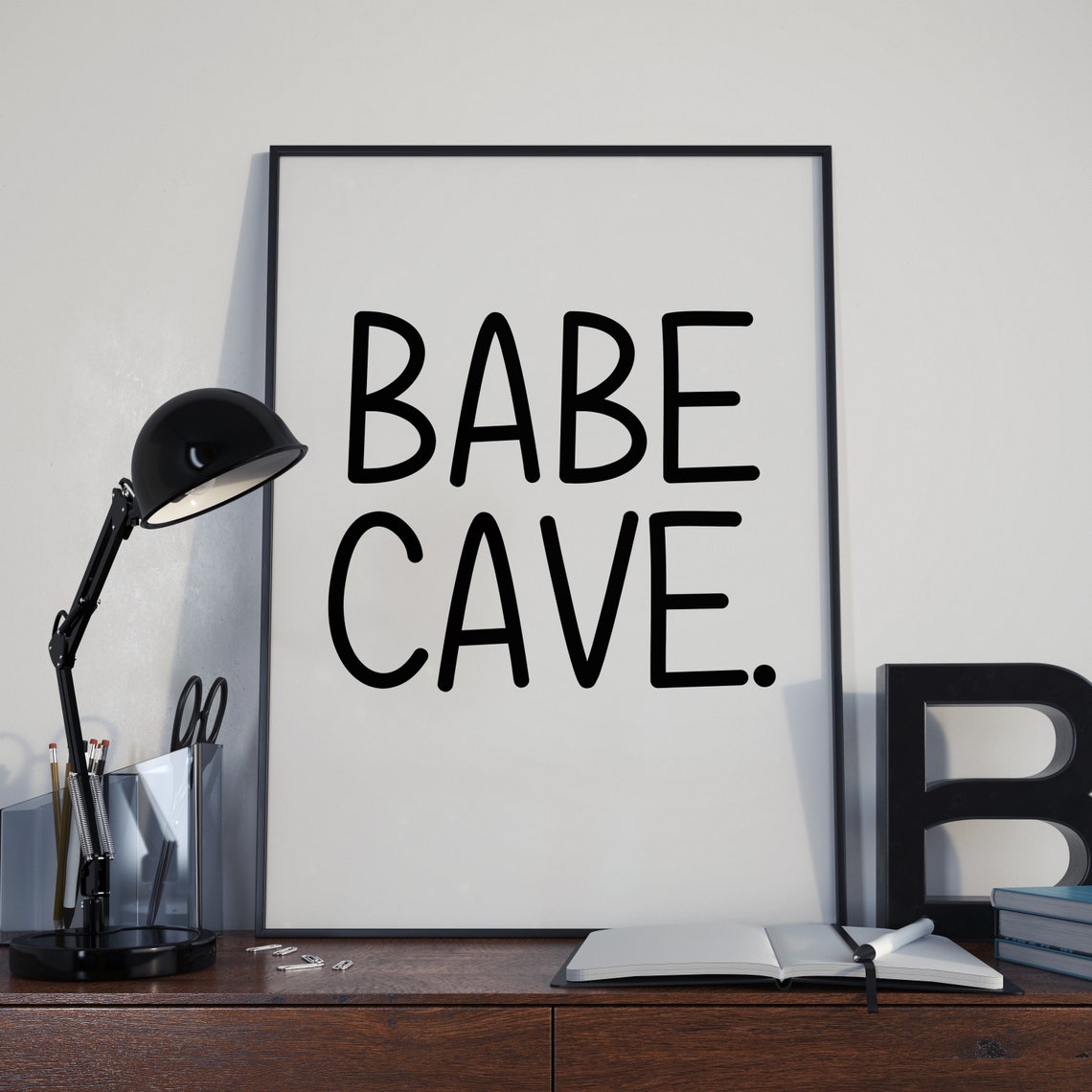 Babe Cave Bold Black Lettering Funny Dorm Room Wall Poster Decor - Image 2