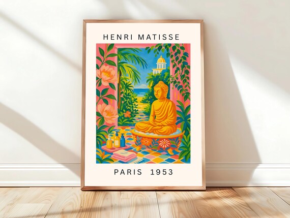Henri Matisse Golden Buddha Statue Tropical Garden Zen Art Poster