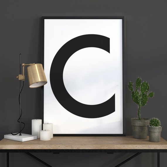 C Letter Print, Scandinavian Monogram Poster Art