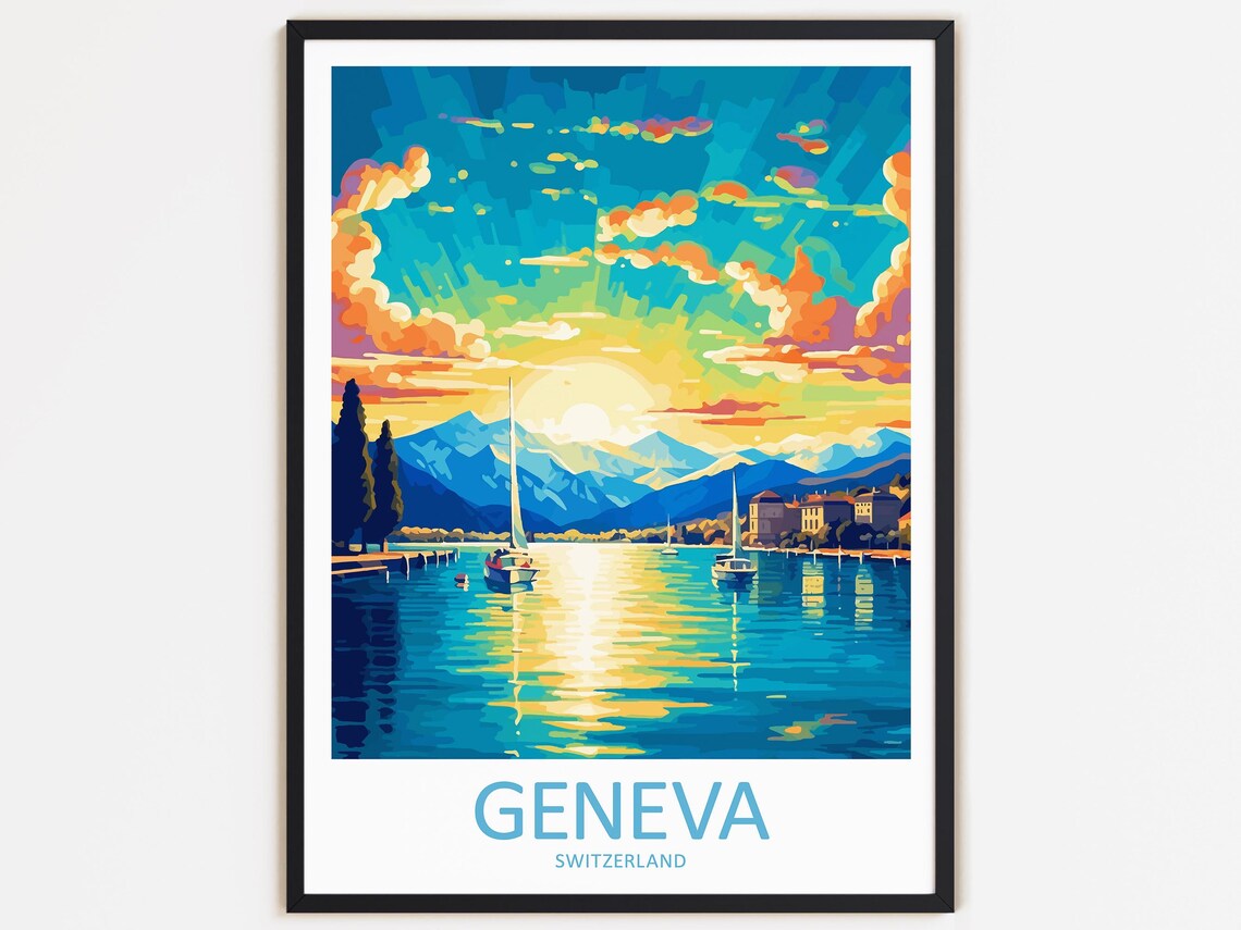 Geneva Travel Print, Switzerland Wall Decor