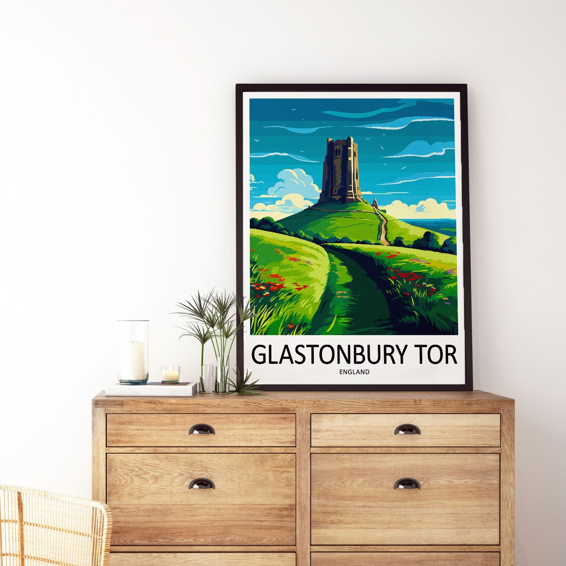 Glastonbury Tor Travel Poster, England Landmark - Image 3