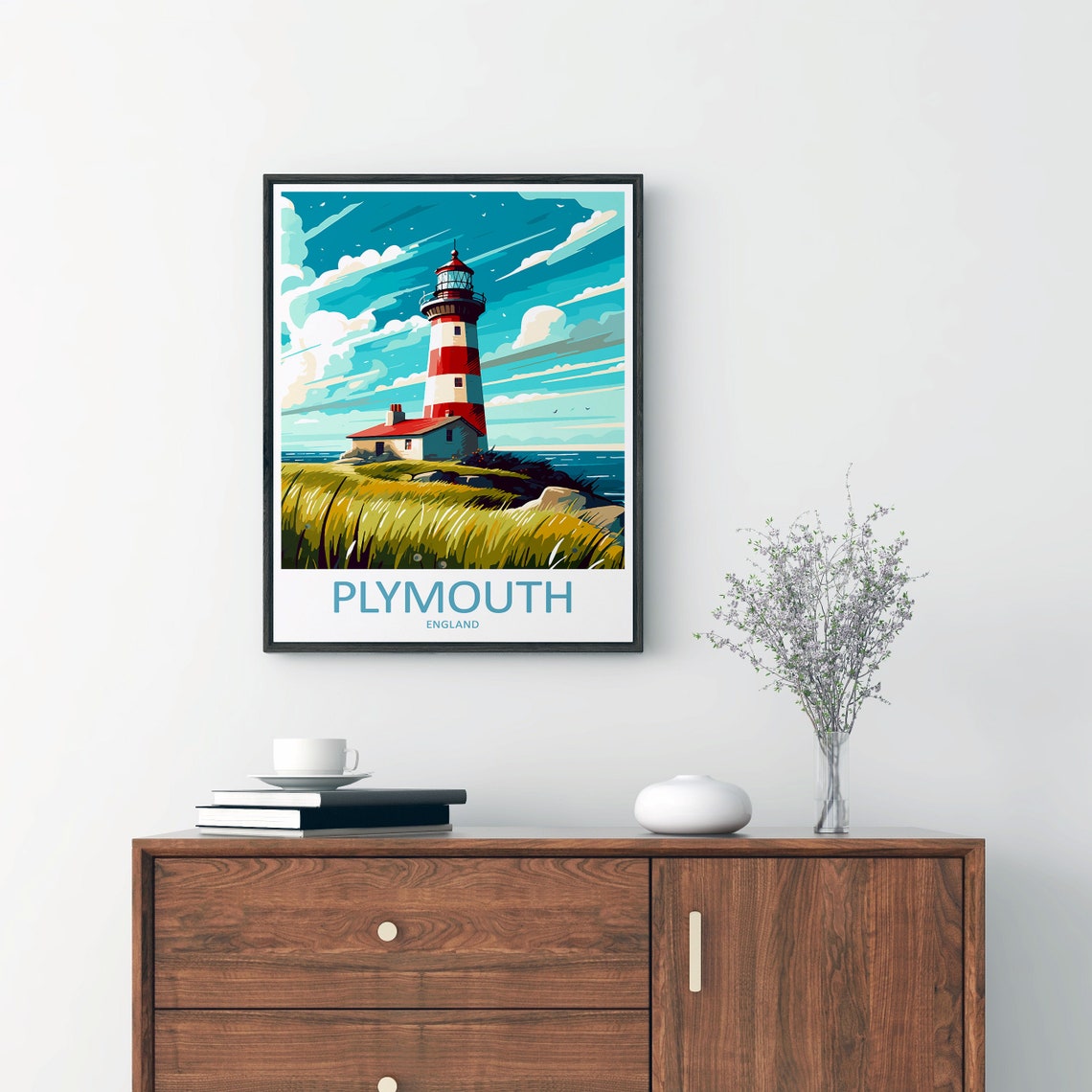 Plymouth Travel Print Wall Decor Wall Art Plymouth Wall Hanging Home Dcor Plymouth Gift Art Lovers England Art Home Decoration - Image 2