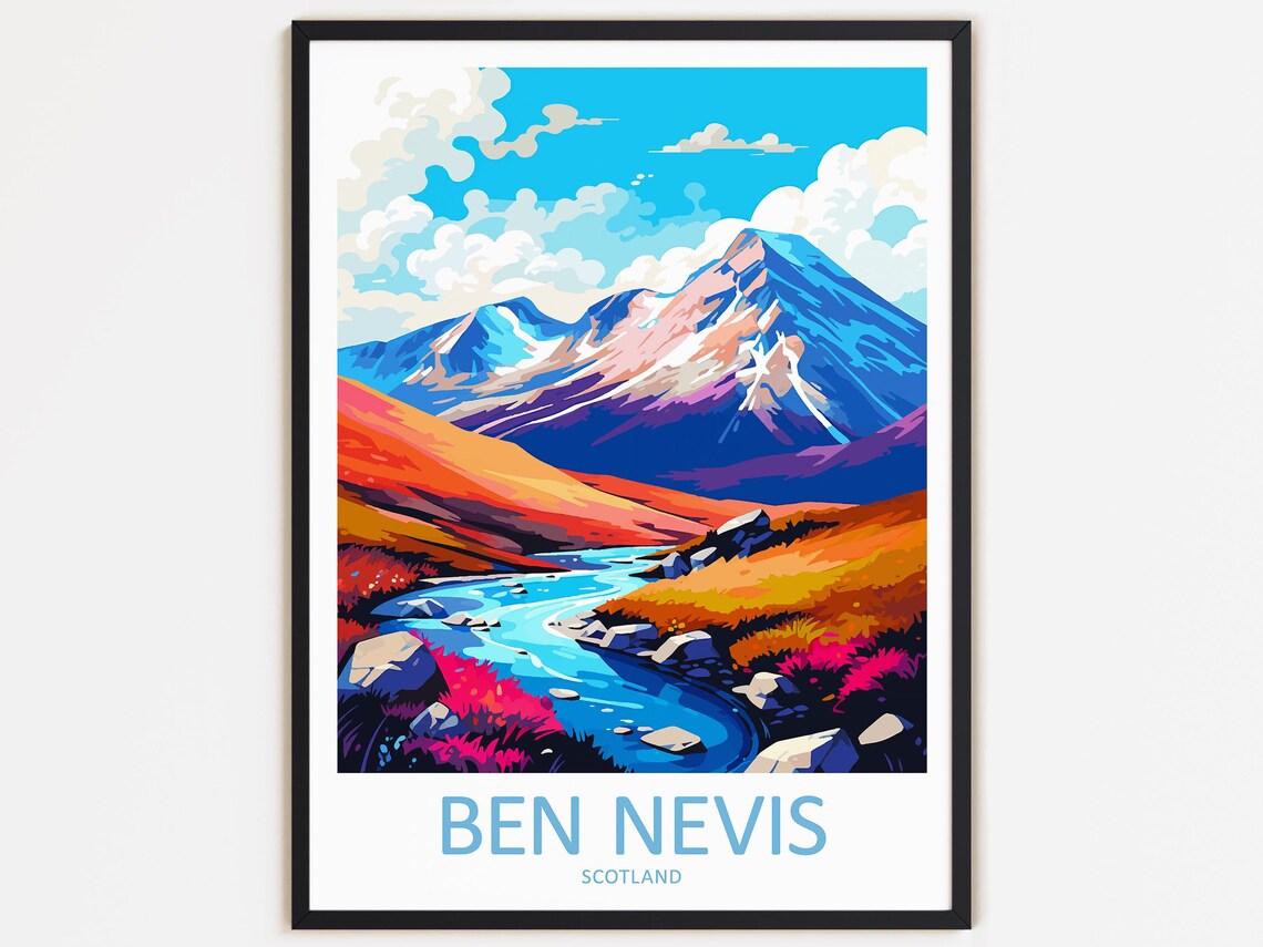 Ben Nevis Travel Print, Scotland Wall Decor