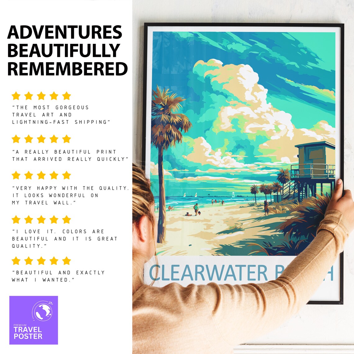 Clearwater Beach Travel Poster, Florida Gift - Image 2