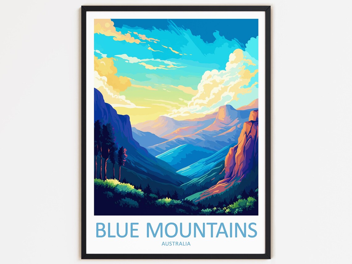 Blue Mountains Travel Poster, Australia Gift