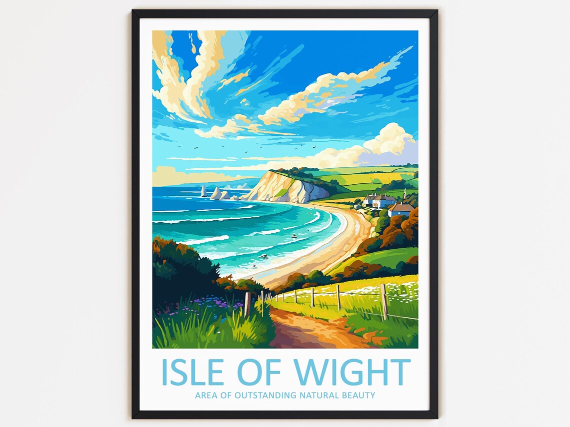 Isle Of Wight Travel Print Wall Decor Isle Of Wight Wall Hanging Art Home Dcor Area Of Outstanding Natural Beauty Gift Art Lovers