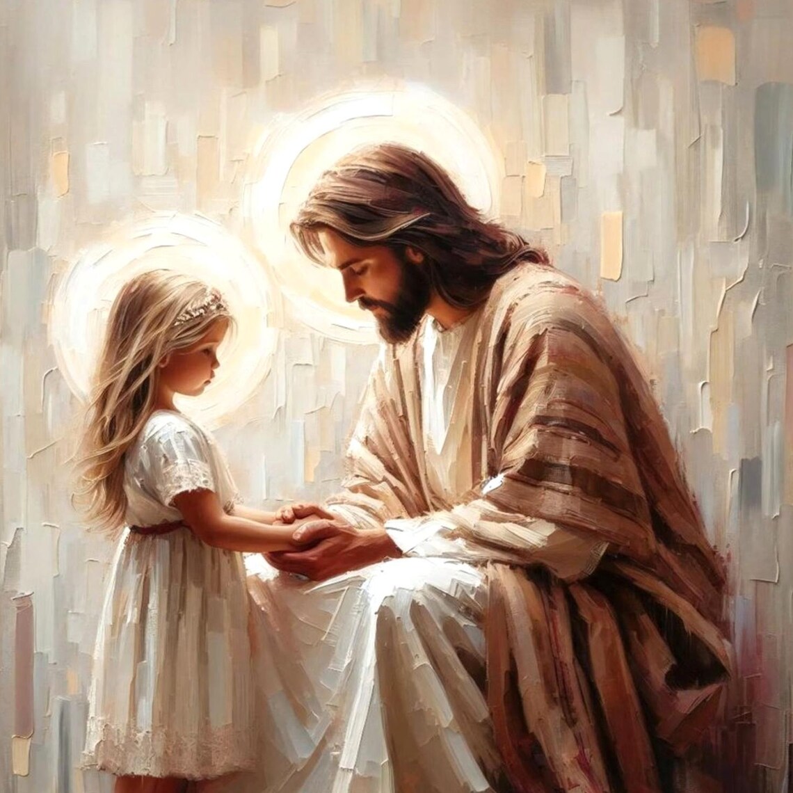 Christ And Girl Christian Wall Art, Jesus Painting