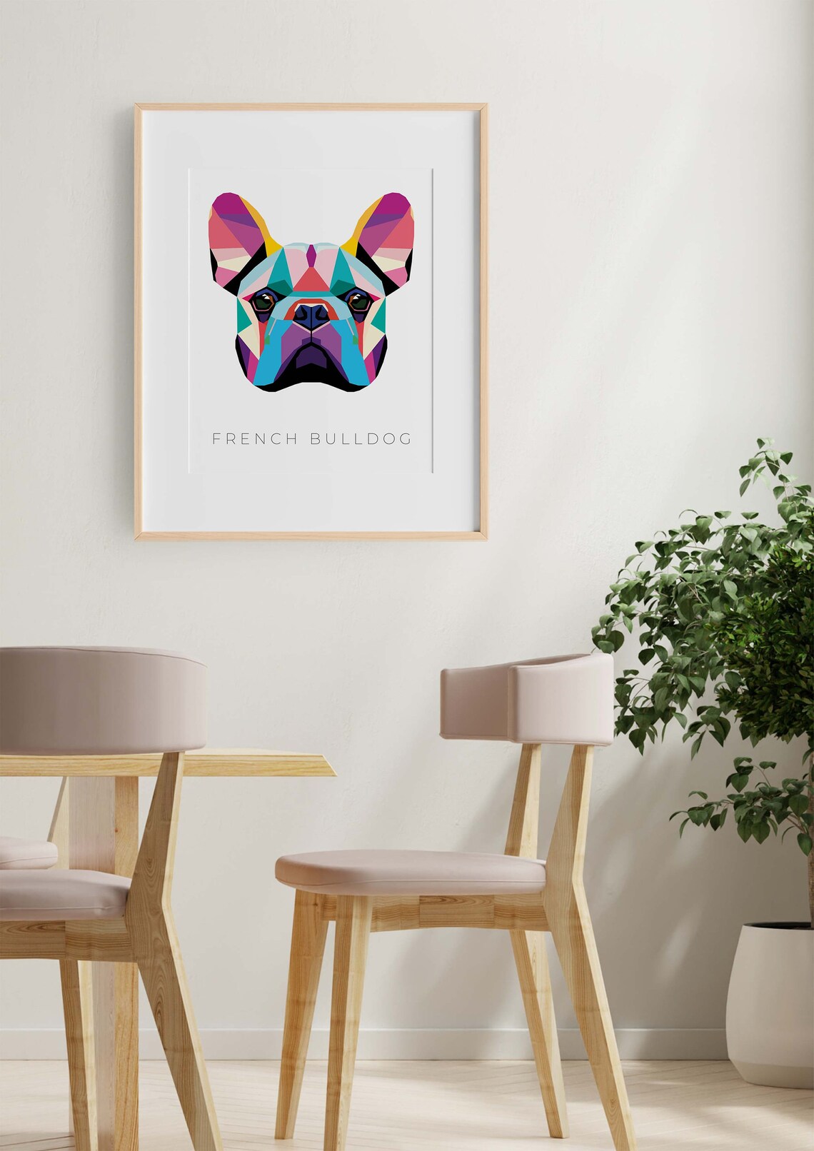 Colorful Geometric French Bulldog Pop Art Dog Portrait Poster - Image 2