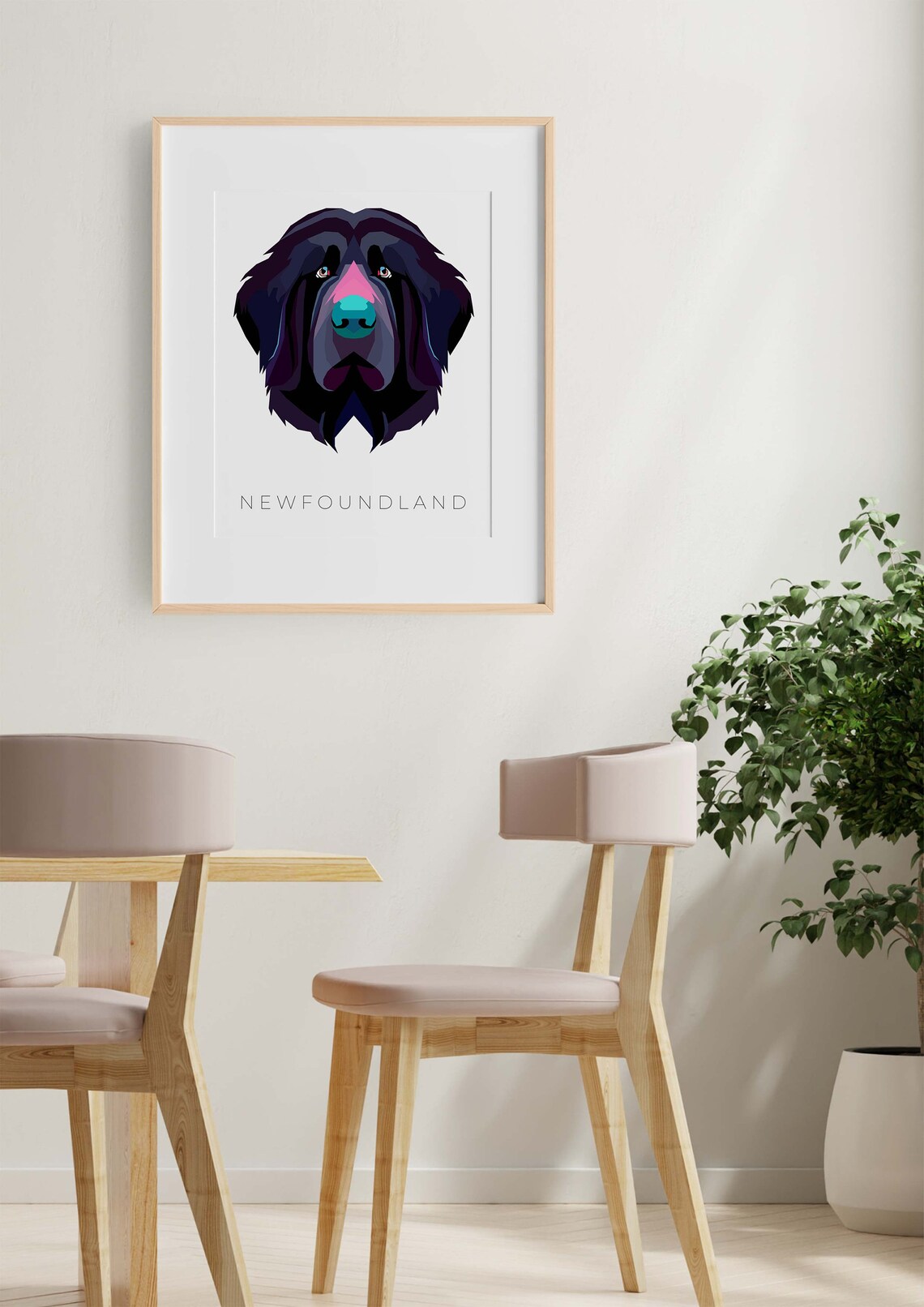 Newfoundland Dog Bold Geometric Pop Art Colorful Portrait Poster - Image 2