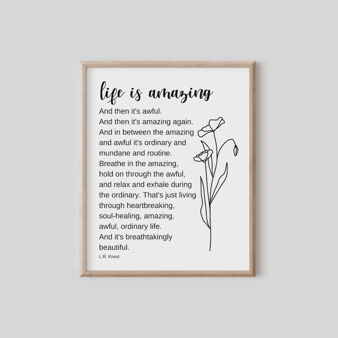 Life Is Amazing Quote Art Print, Inspirational Decor