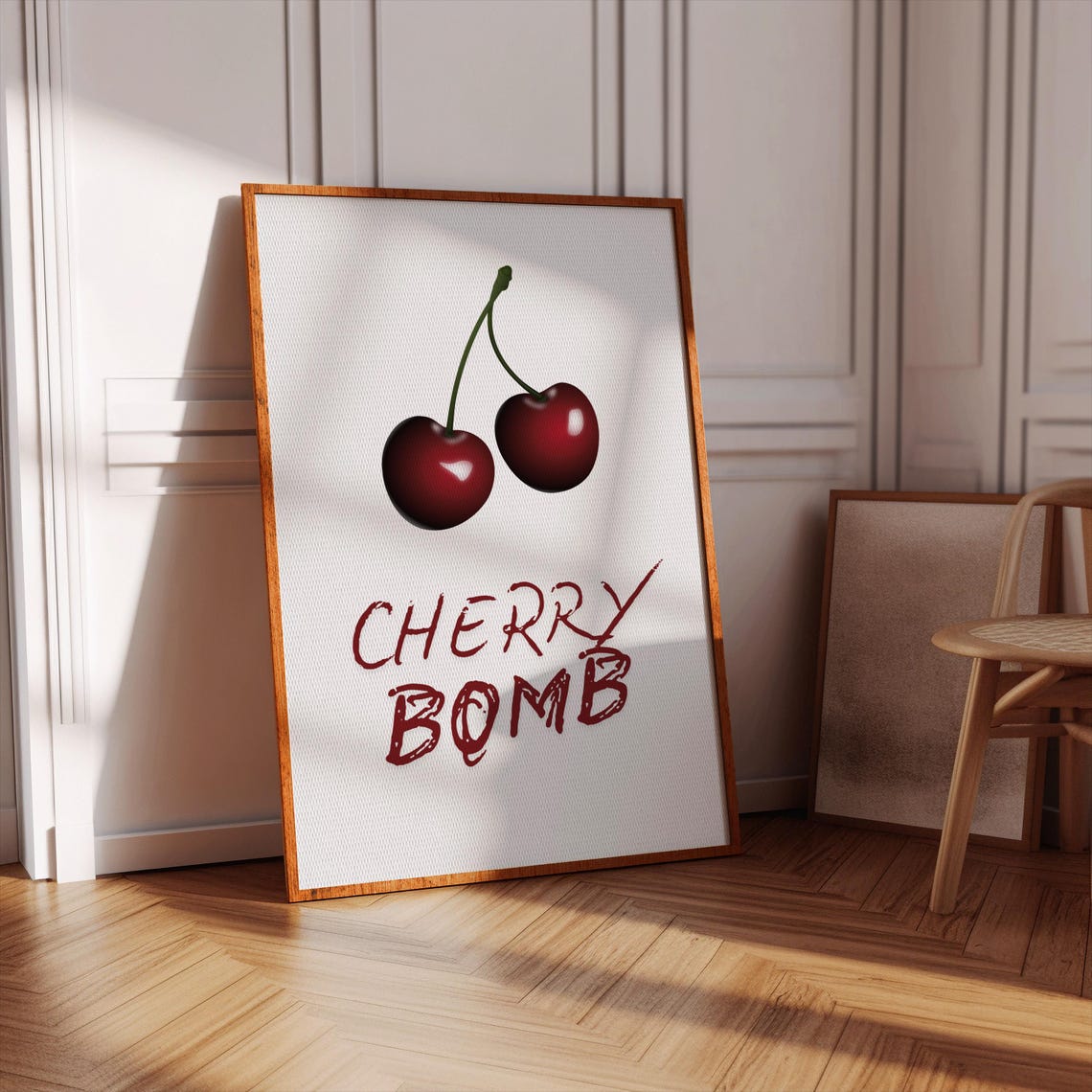 Cherry Bomb Red Cherries Poster Minimalist Preppy Fruit Decor - Image 3