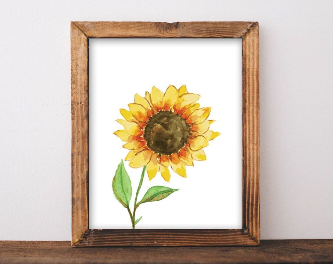 Sunflower Art Fall Decor, Floral Wall Art Print
