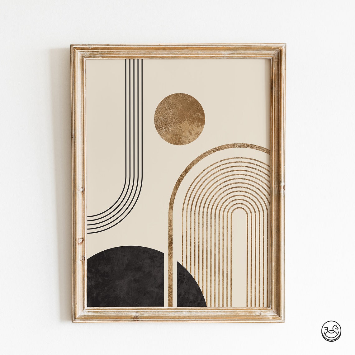 Gold Geometric Abstract Boho Decor Neutral Modern Shapes Art Poster - Image 3