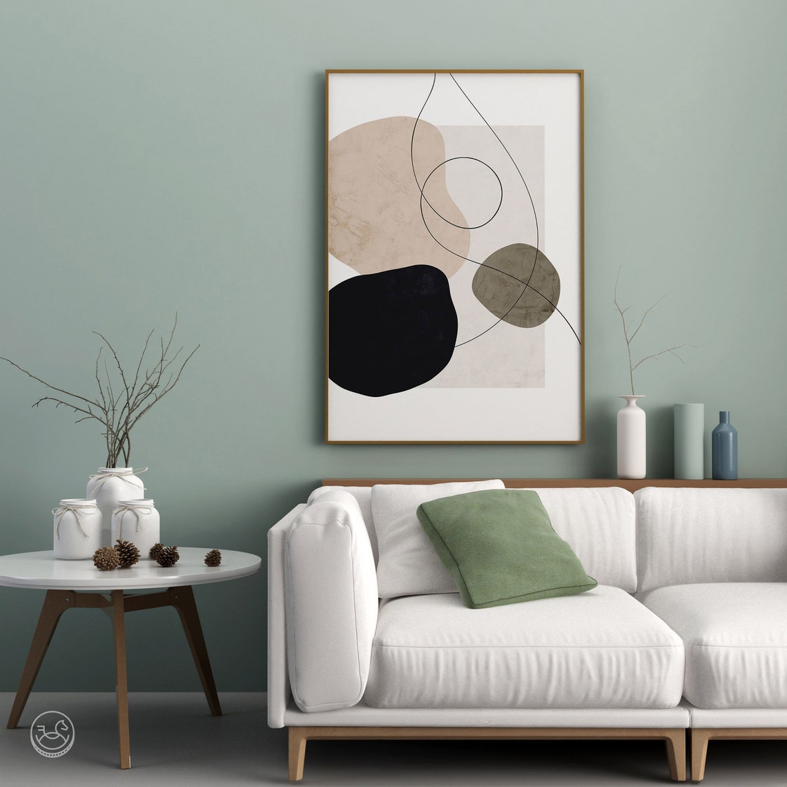 Boho Organic Shapes Abstract Neutral Beige Line Art Decor Poster - Image 2