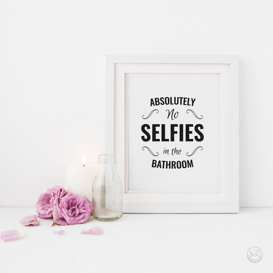 Absolutely No Selfies In The Bathroom Poster Funny Vintage Wall Decor - Image 2