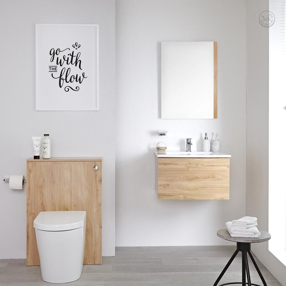 Go With The Flow Script Poster Bathroom Hand Lettered Wall Decor - Image 3