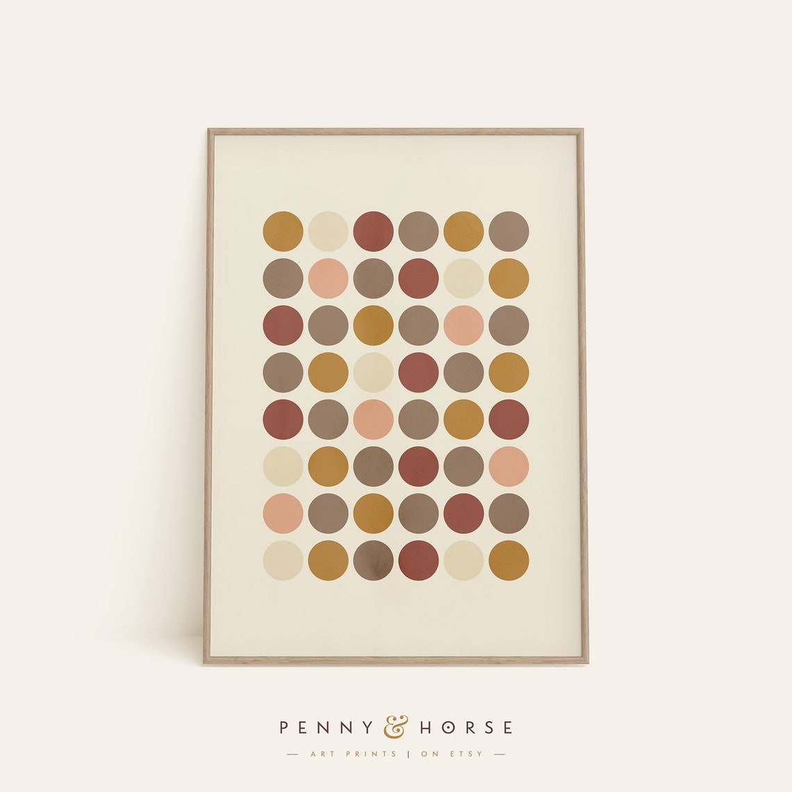 Geometric Dot Grid Art Warm Earth Tone Abstract Circles Poster