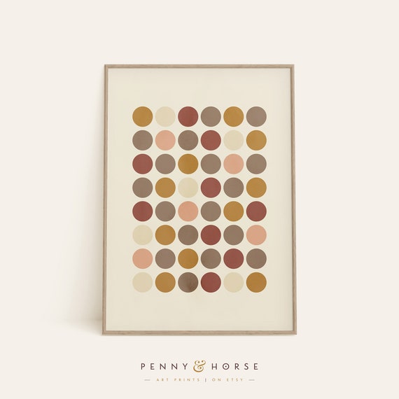 Boho Geometric Dot Print Minimal Circle Shapes Muted Warm Wall Art Neutral Home Decor Abstract Print Modern Art