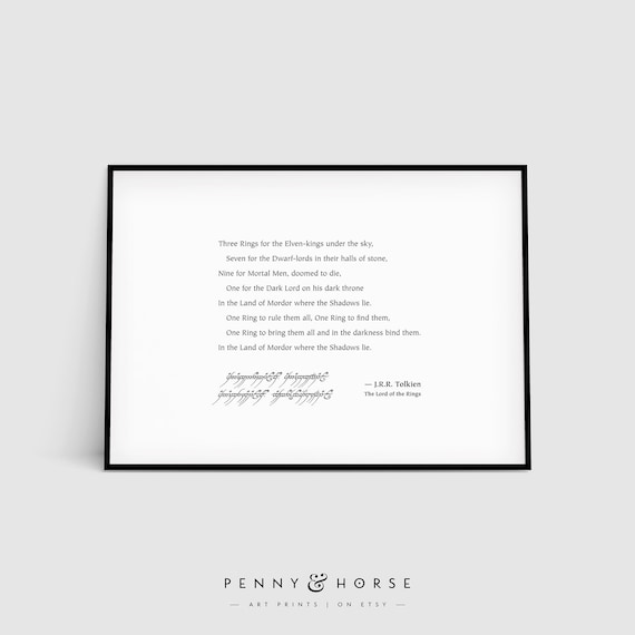One Ring To Rule Them All Poster J R R Tolkien Lord Of The Rings Quote