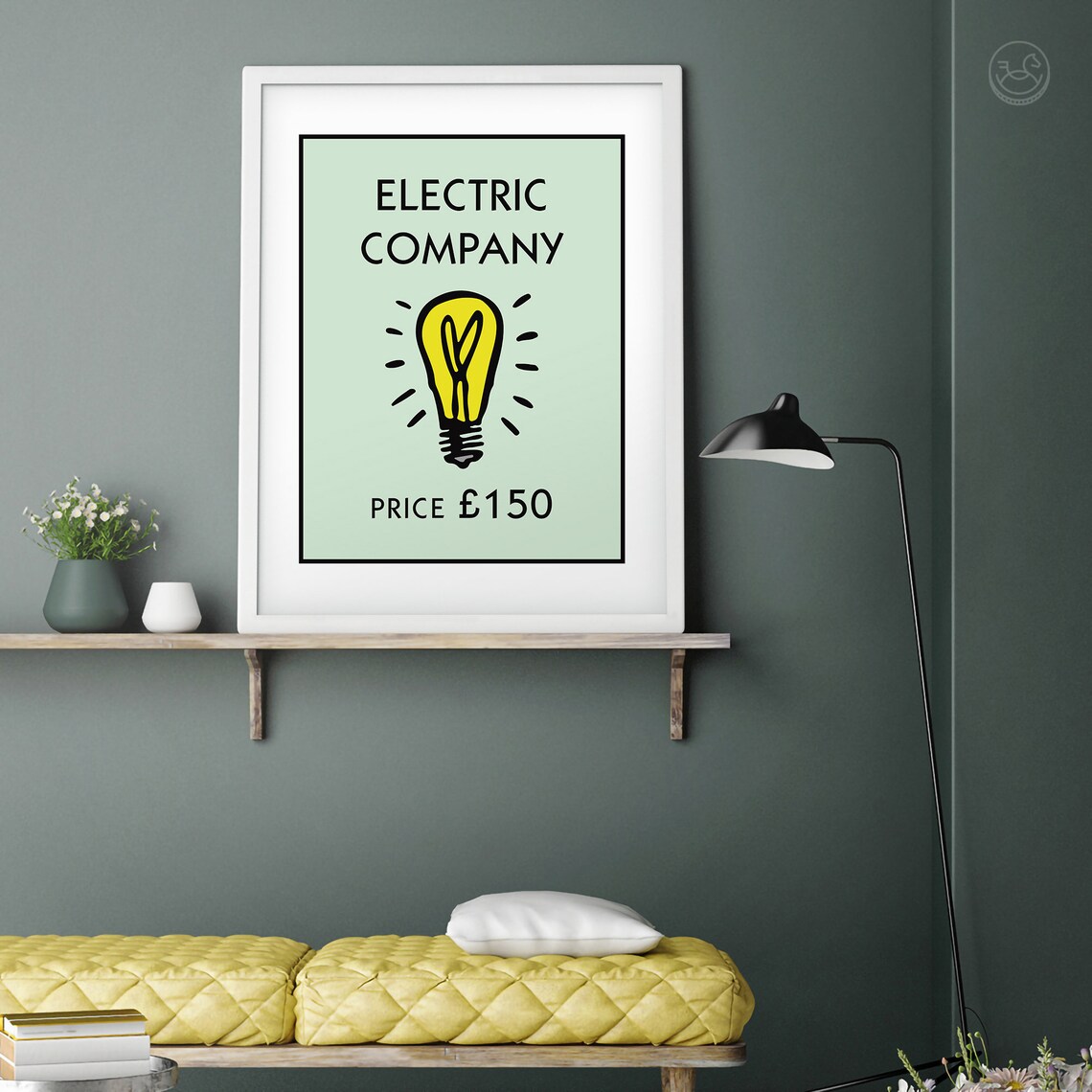 Retro Monopoly-Inspired Electric Company Mint Art Print - Image 3