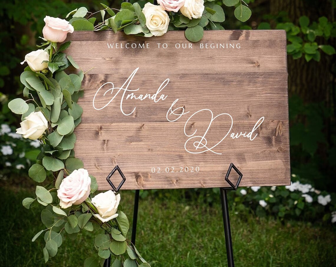 Personalized Wedding Welcome Sign Wooden Calligraphy Board Poster