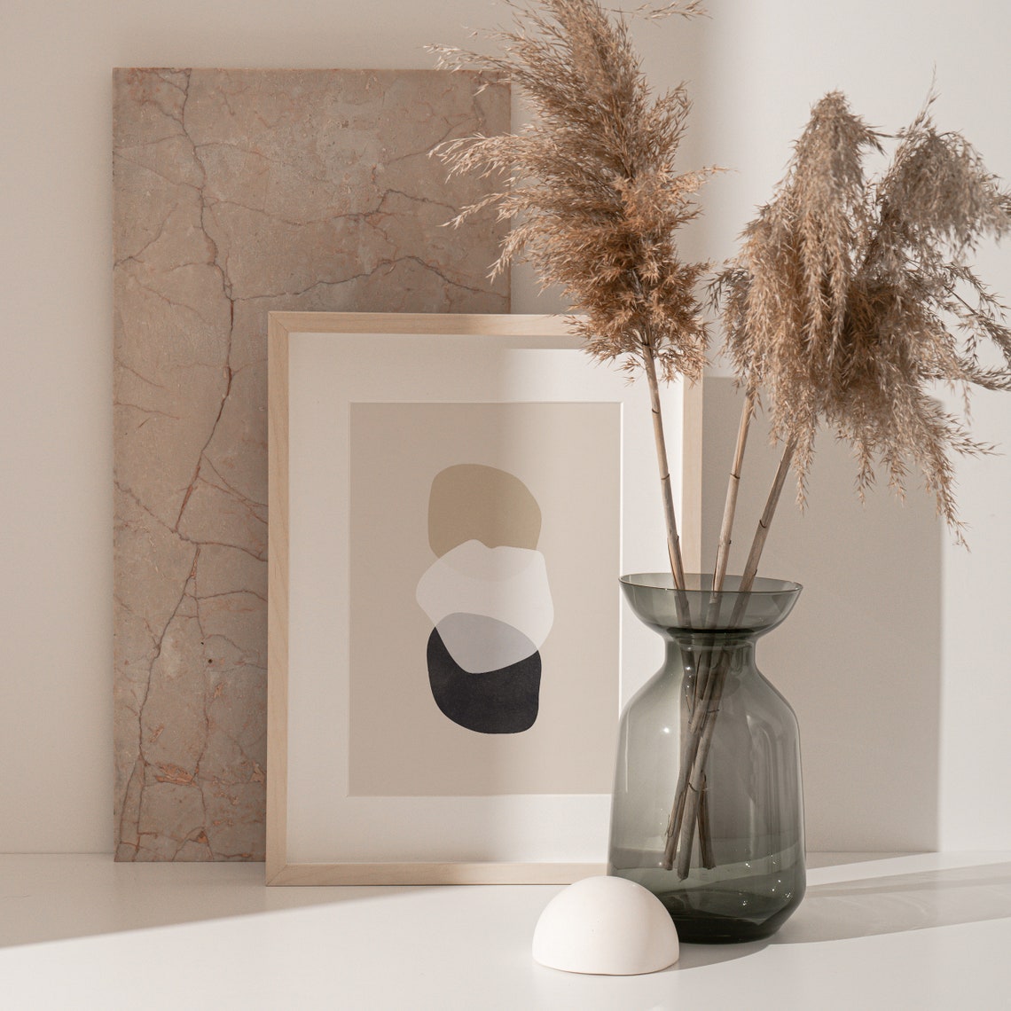 Beige Abstract Organic Neutral Shapes Boho Minimalist Poster - Image 2