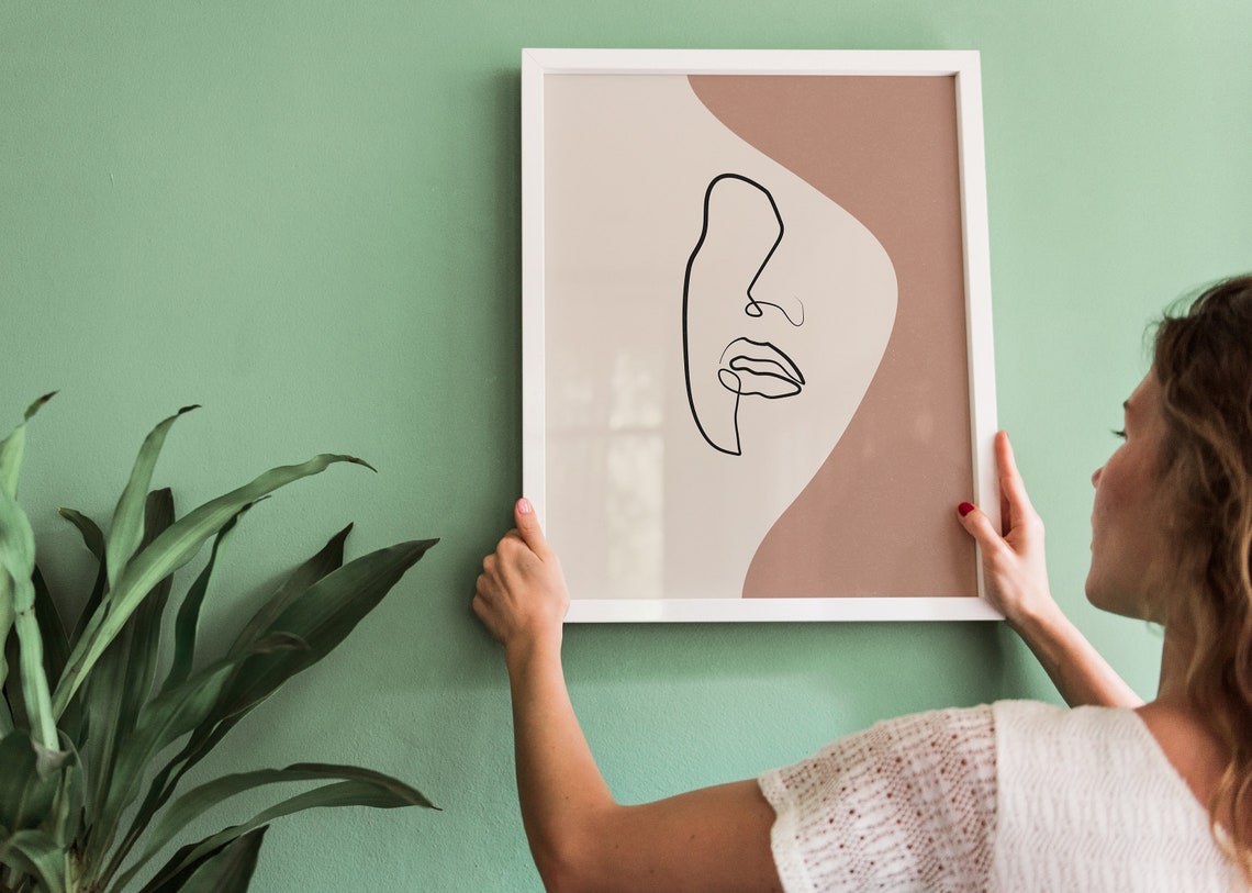 Minimalist Woman Face Line Art Drawing Abstract Modern Wall Art - Image 3