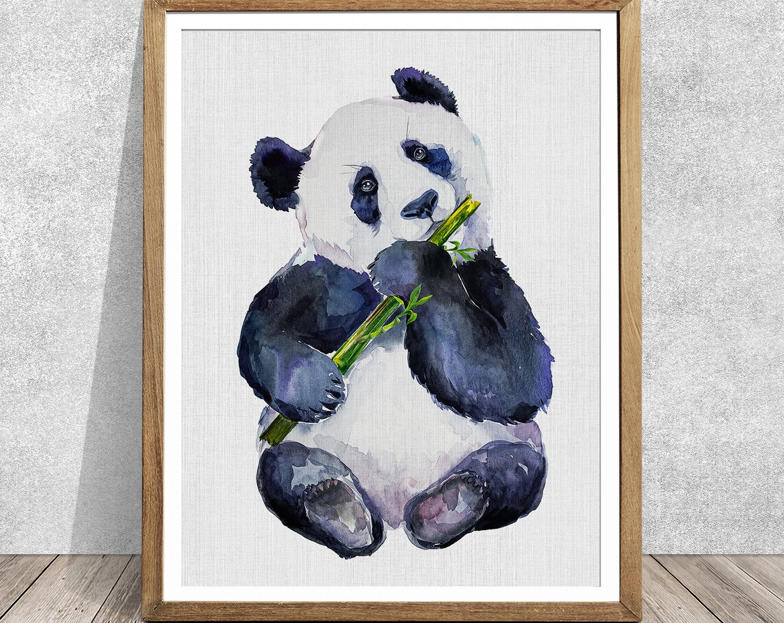 Panda Watercolor Animal Portrait Art Print - Image 4