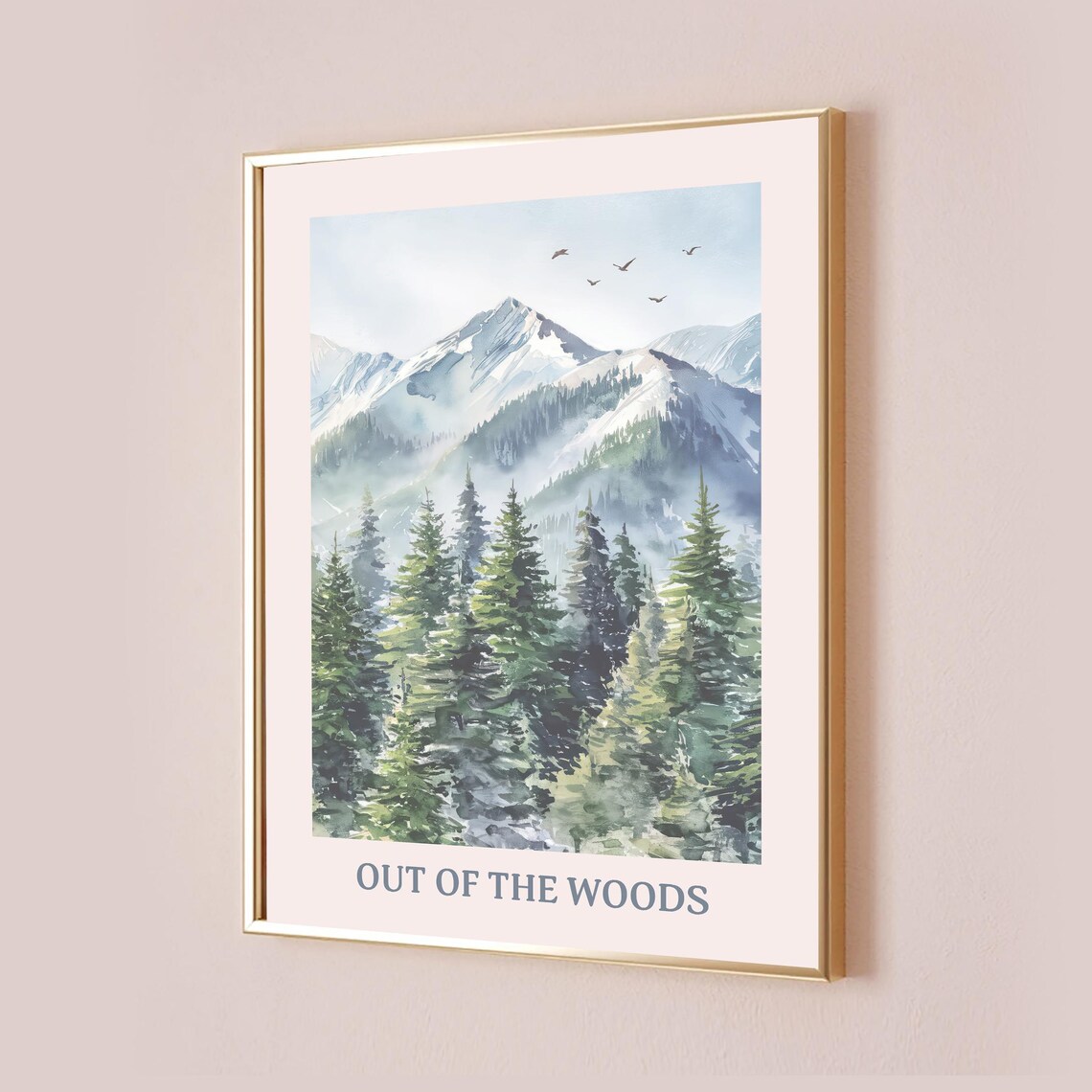 Out Of The Woods Watercolor Snowy Mountain Forest Art Poster