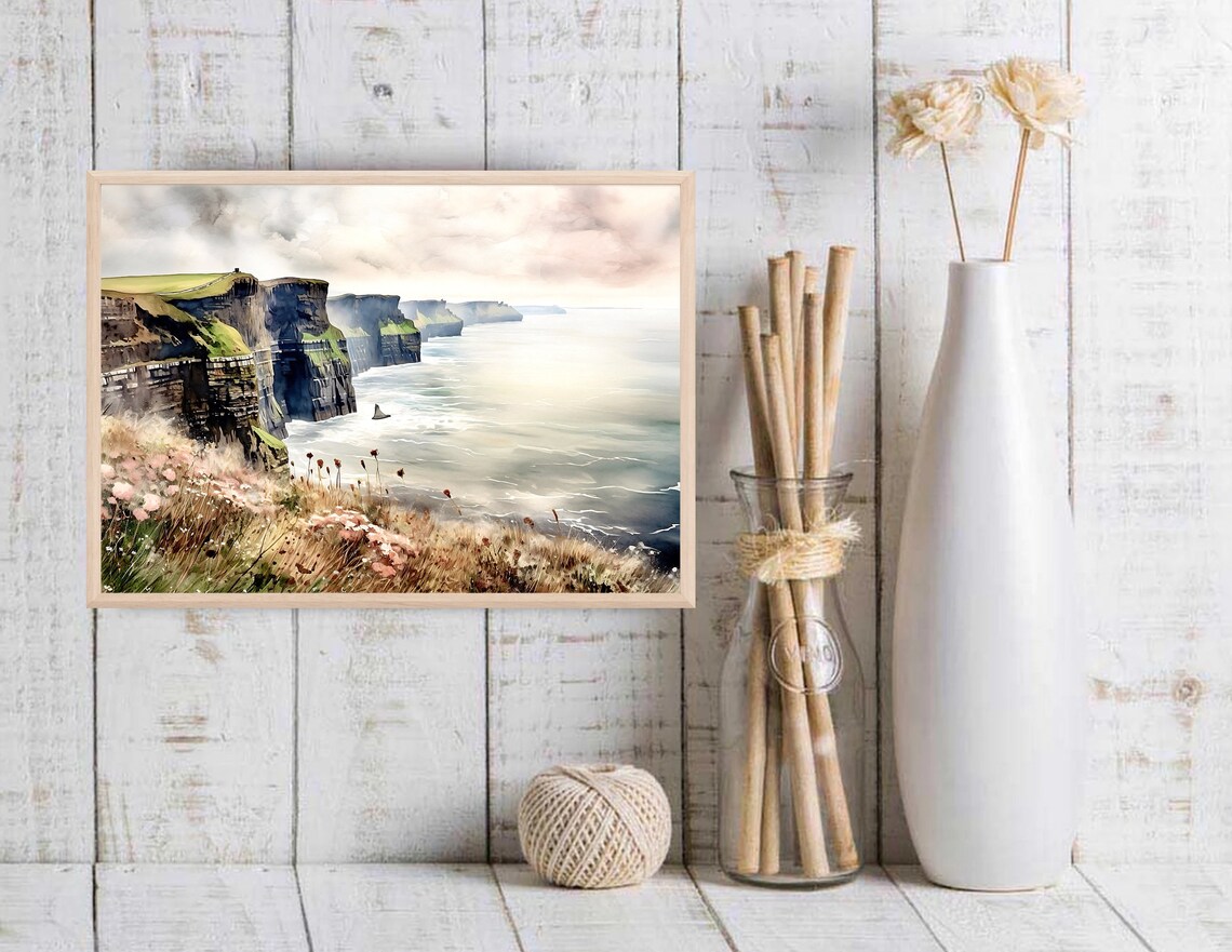 Cliffs Of Moher Watercolor Landscape Poster - Image 3