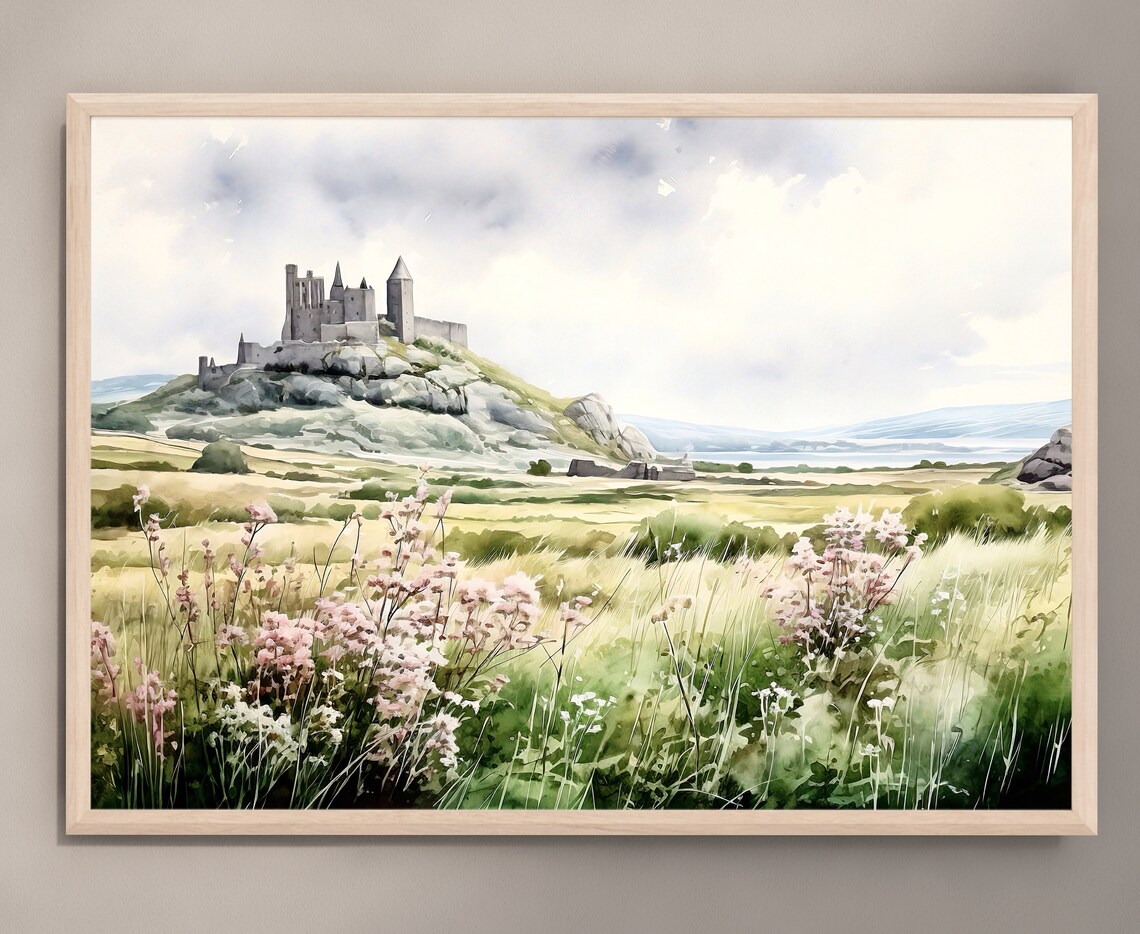 Rock of Cashel Castle Tipperary Ireland Countryside Watercolor Poster - Image 3