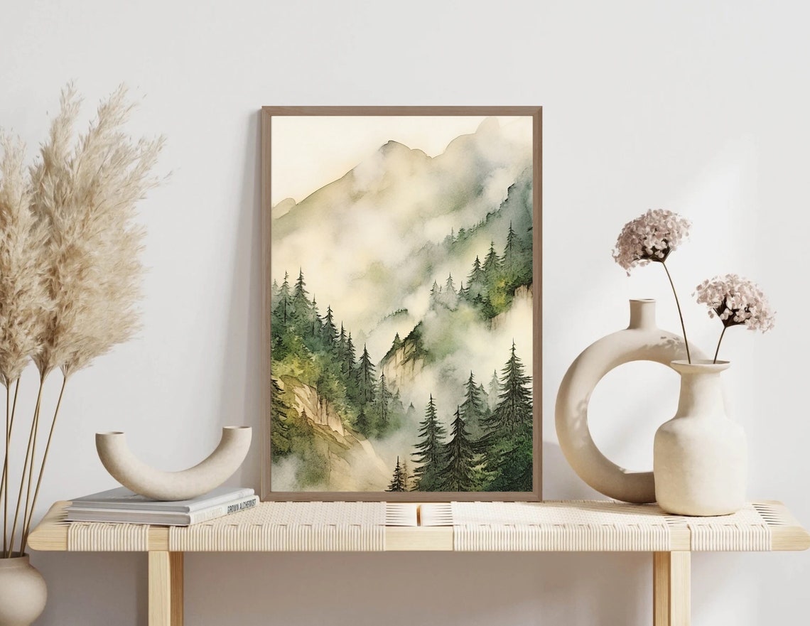 Mountain Landscape Scenery Watercolor Painting Art Print - Image 4