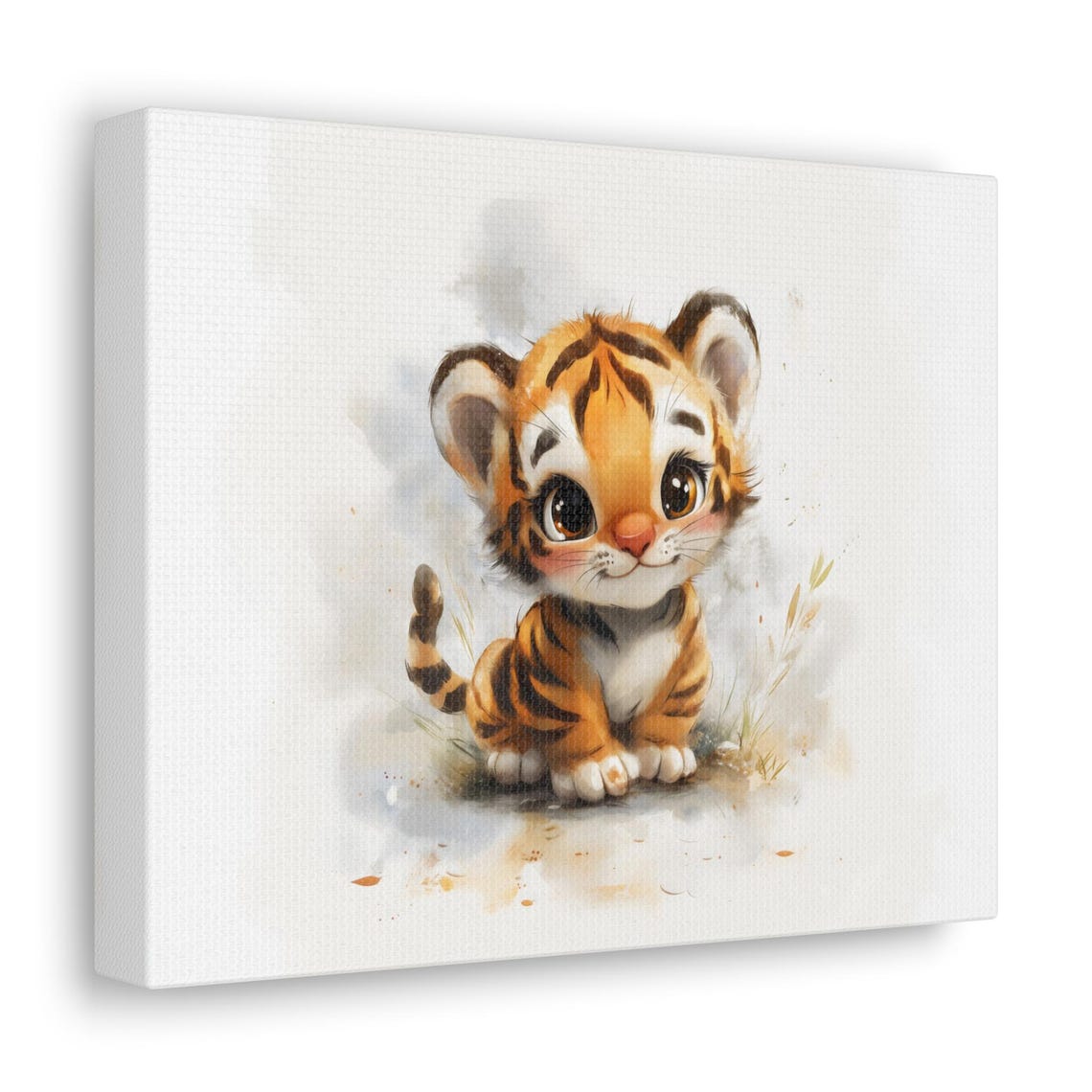 Sweet Baby Tiger Watercolor Nursery Art Soft Pastel Wall Art - Image 2