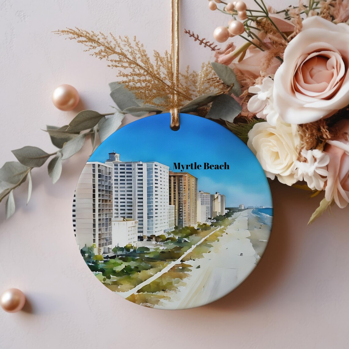 Myrtle Beach Oceanfront Skyline Christmas Ornament Souvenir Wall Art