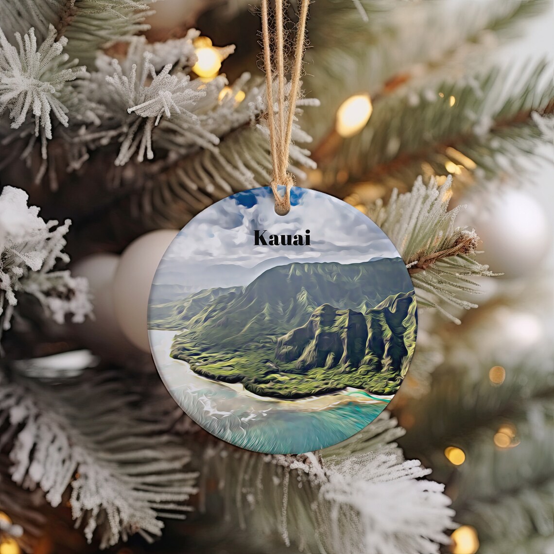 Kauai Hawaii Na Pali Aerial Cliffs Christmas Ornament Poster