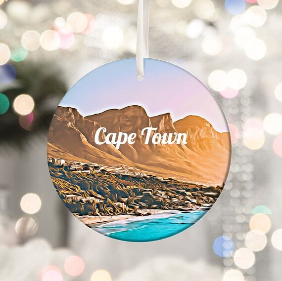 Cape Town Table Mountain Round Christmas Ornament Travel Gift Print