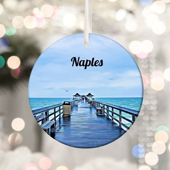 Naples Wooden Ocean Pier Over Turquoise Sea Keepsake Art Print