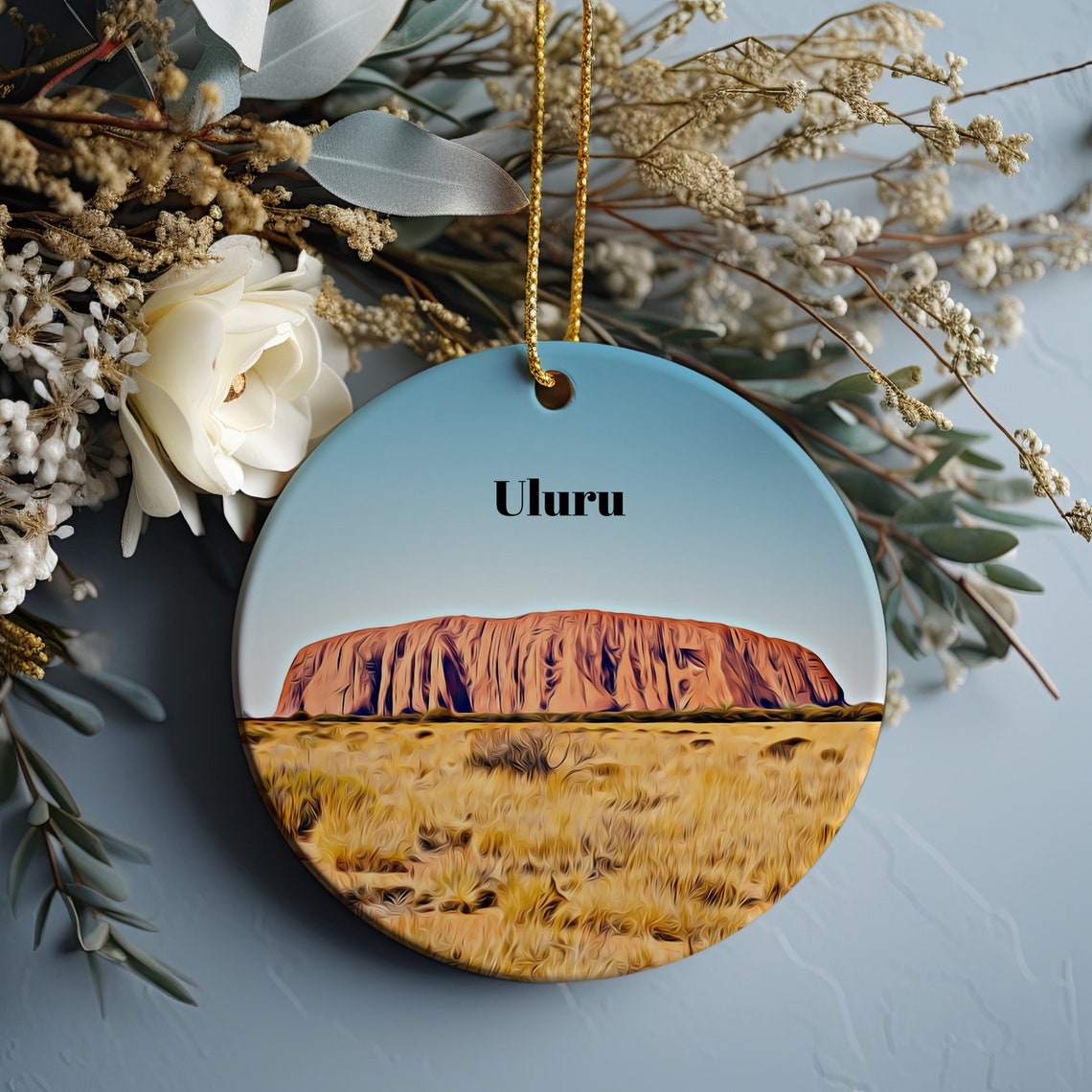 Uluru Australia Red Rock Desert Outback Holiday Ornament Poster