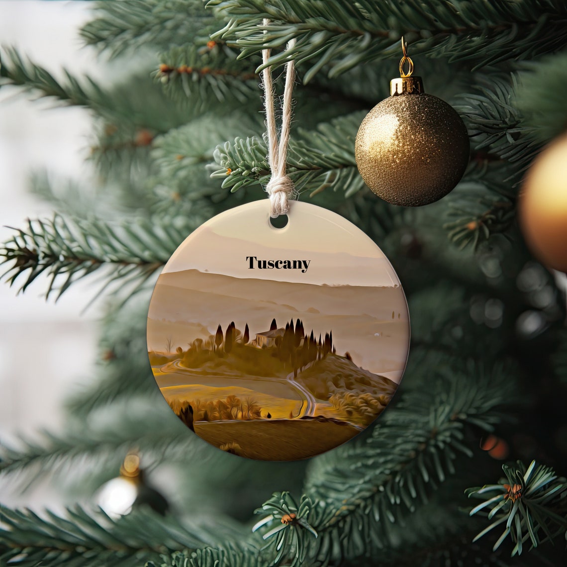 Tuscany Italy Golden Rolling Hills Cypress Keepsake Art Print